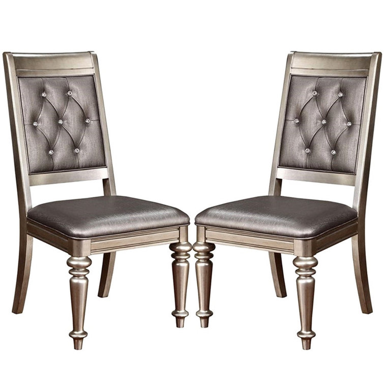 Rosdorf Park Veazey Tufted Genuine Leather Upholstered Side Chair